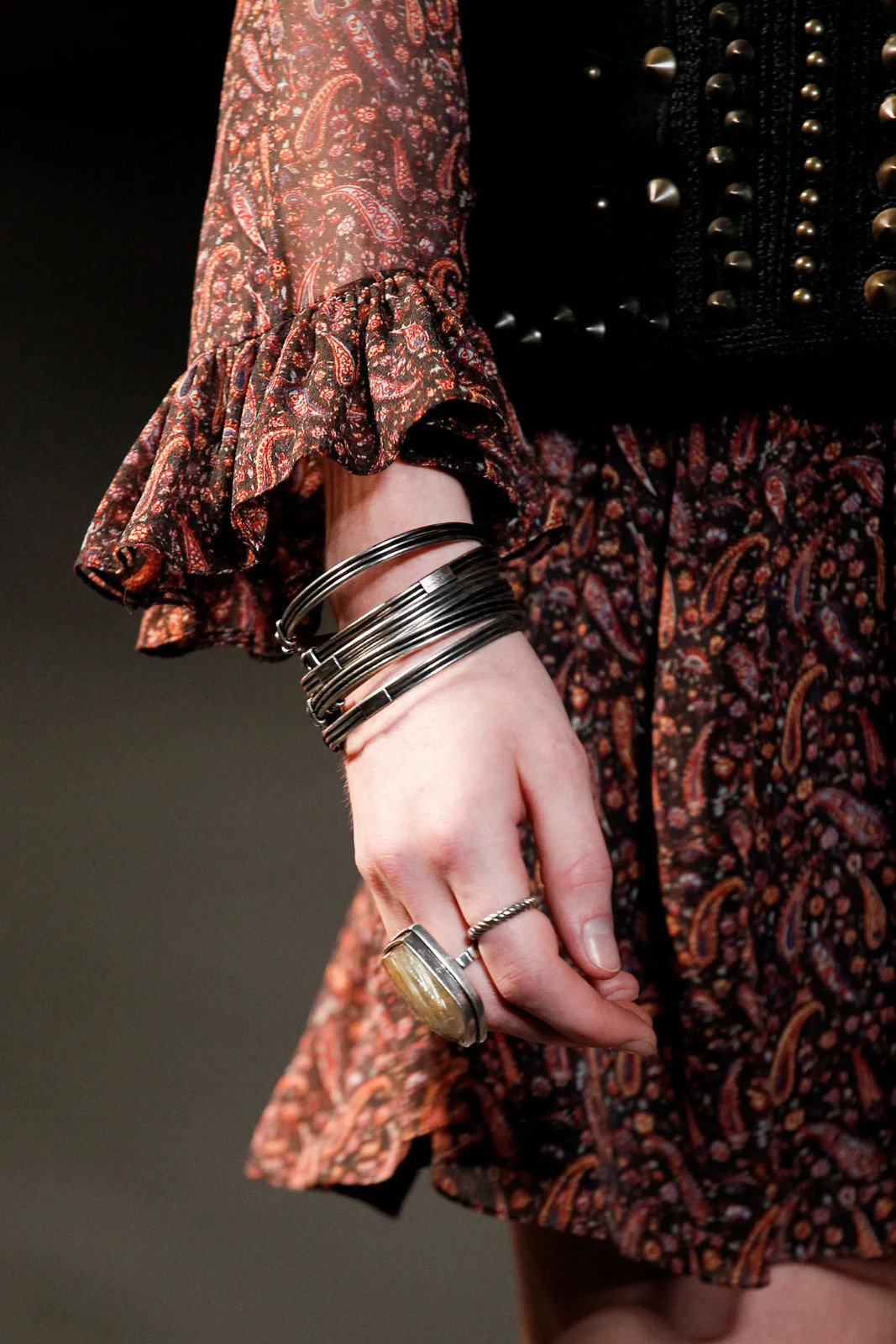 2015 Saint Laurent by HEDI SLIMANE Paisley Silk Chiffon Mini Dress FR40, Resort