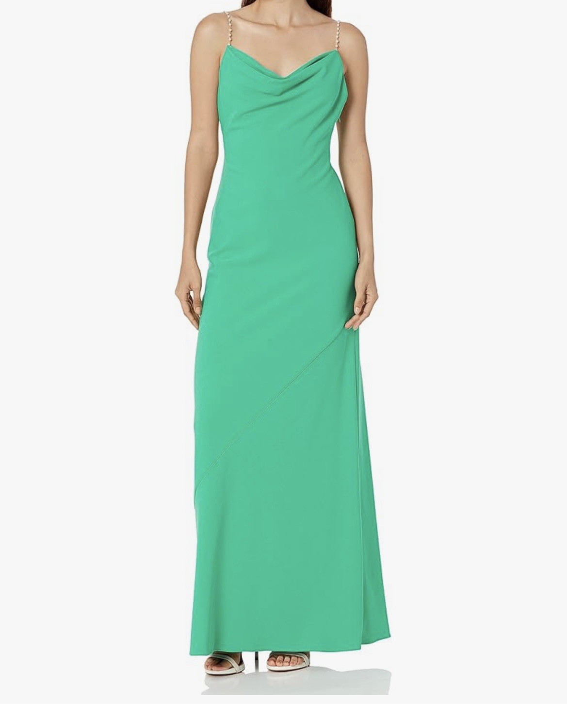 Aidan Mattox Women’s Knit Crepe Cowl Neck Gown, Size 2, Summer Green
