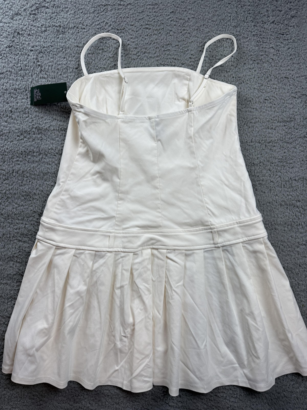 Wild Fable Dress Womens Small White Fit & Flare Mini Spaghetti Strap Pleated