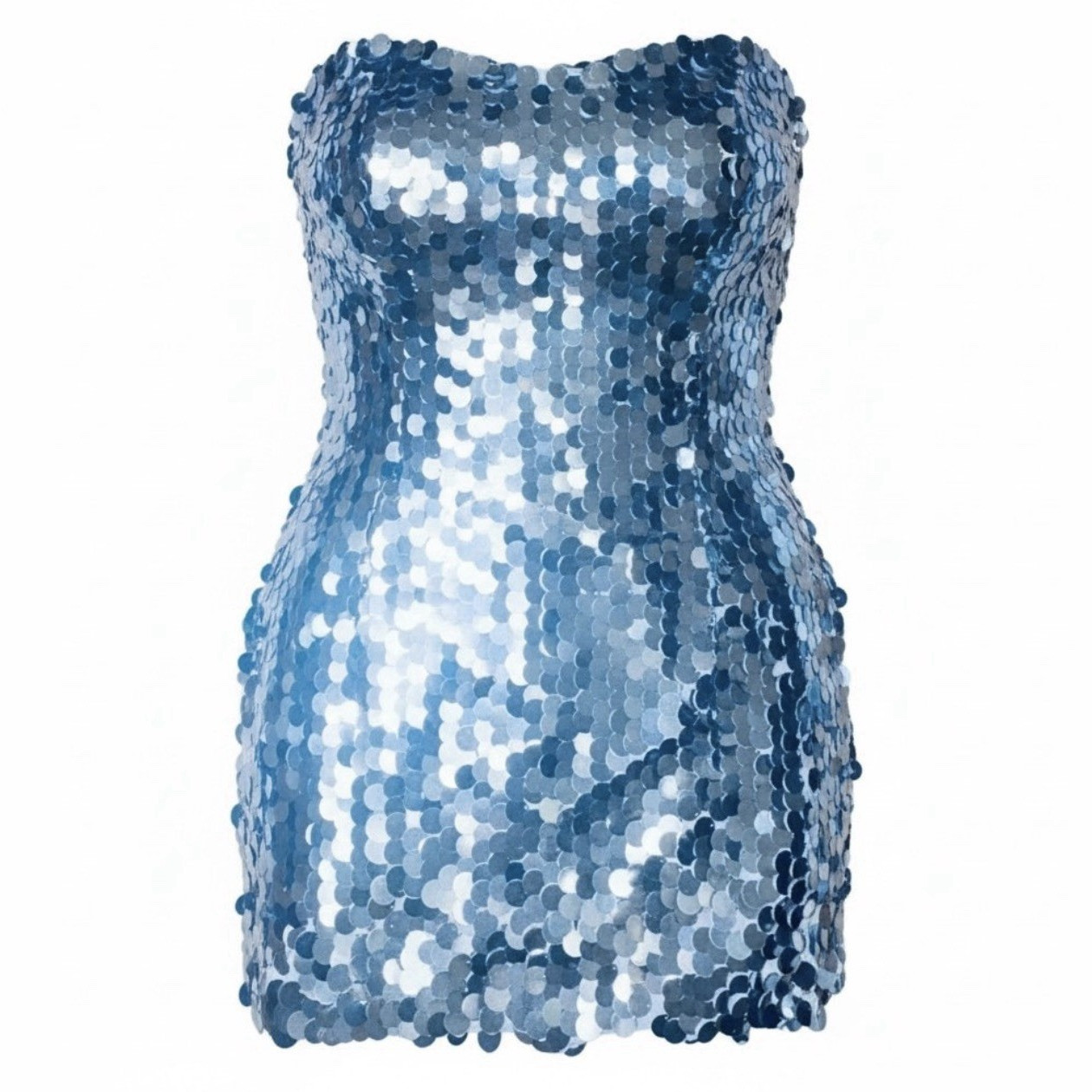 NWT 12th Tribe Silver Sequin Strapless Bodycon Mini Dress Size M Party/Cocktail