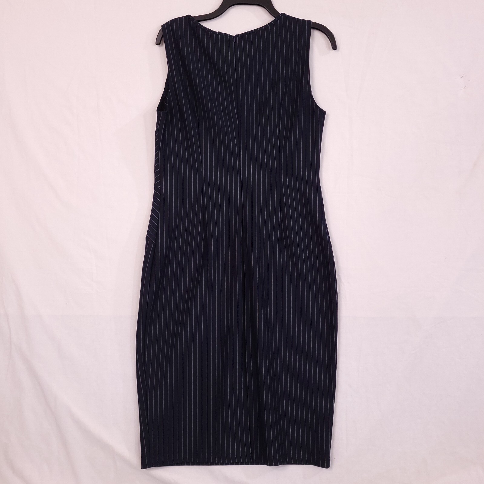 Vfshow Women Navy Blue Front/ Back Zipper Sleeveless Casual Striped Bodycon M