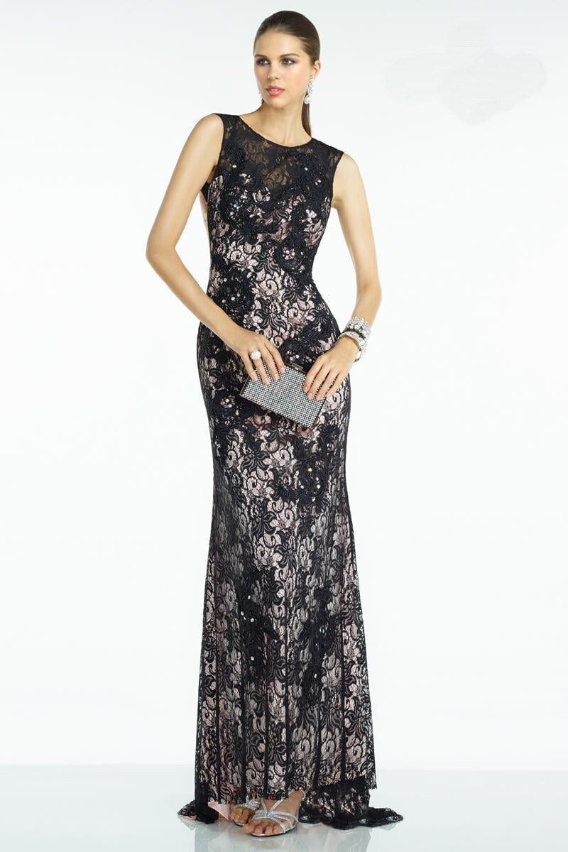 B’Dazzle by Alyce Paris Black Sparkle Lace And Pink Gown Size 6 $328