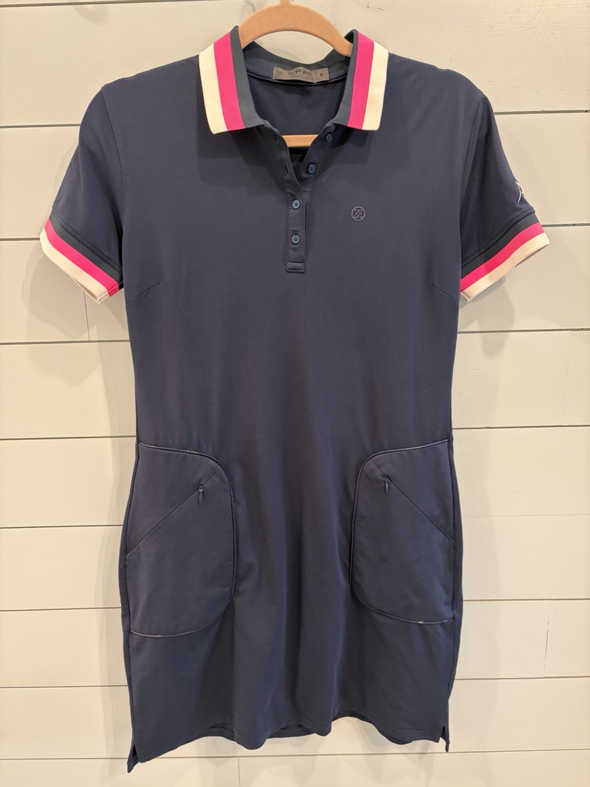 G/FORE Golf Polo Dress Size Small Navy Blue Performance Short Sleeve Athletic