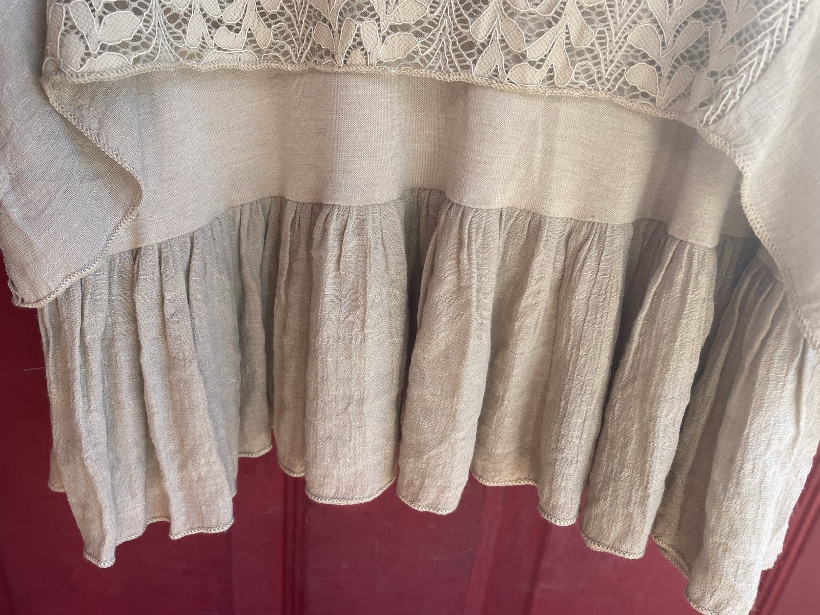 Indigo Soul Bohemian Dress, Size Small, Light Beige, Cotton