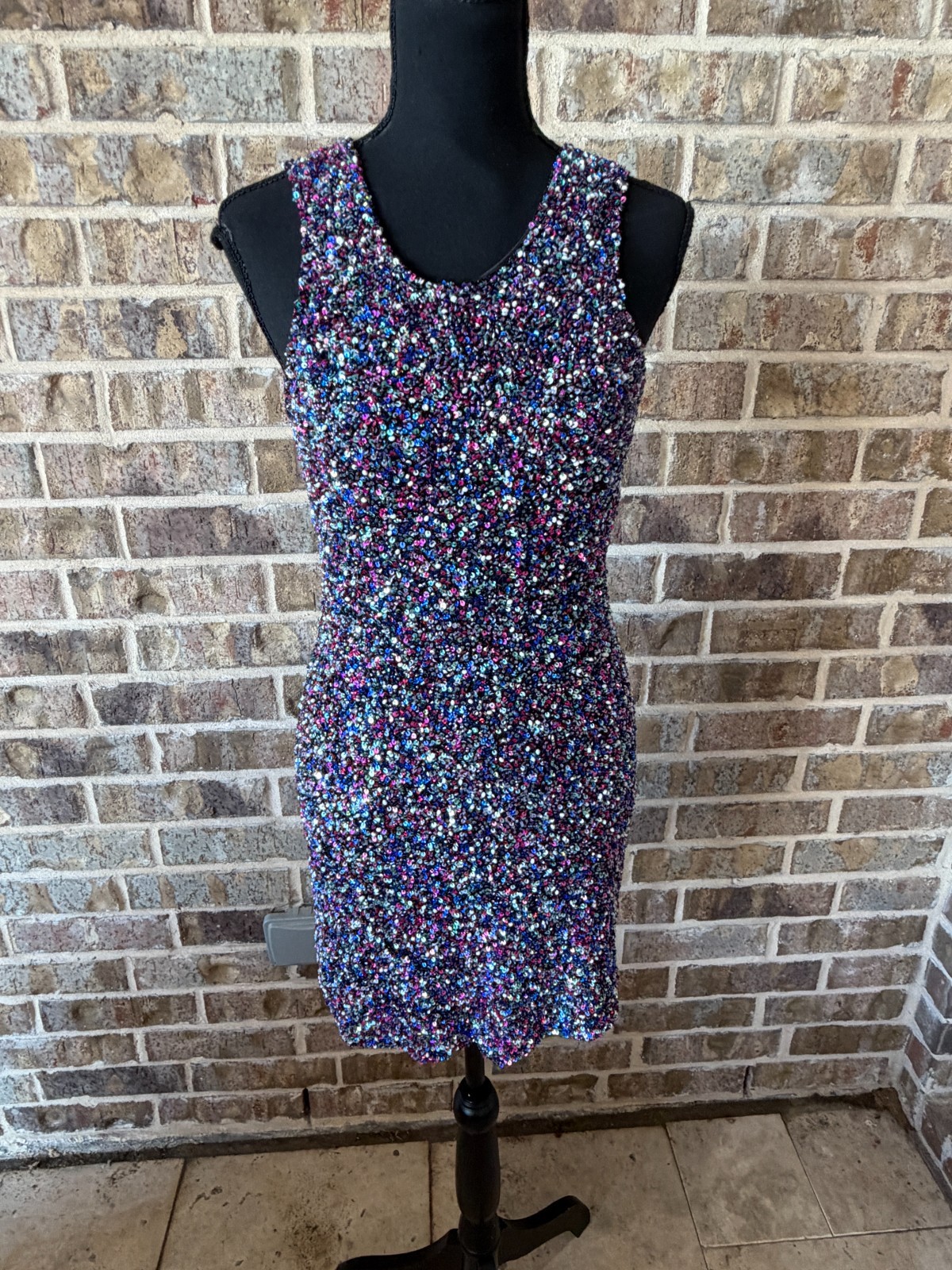 PARKER sequin-embellished mini cocktail dress multi-color size small sleeveless