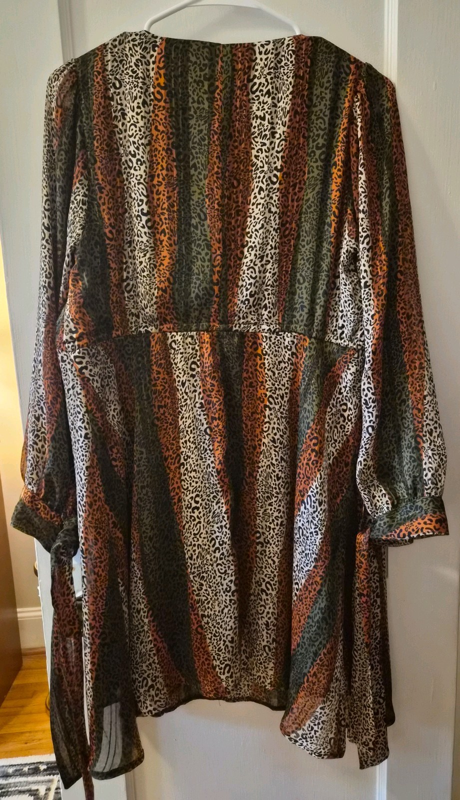 Size Small GFlock Collection Leopard Print Long Sleeve Babydoll Party Dress NWT