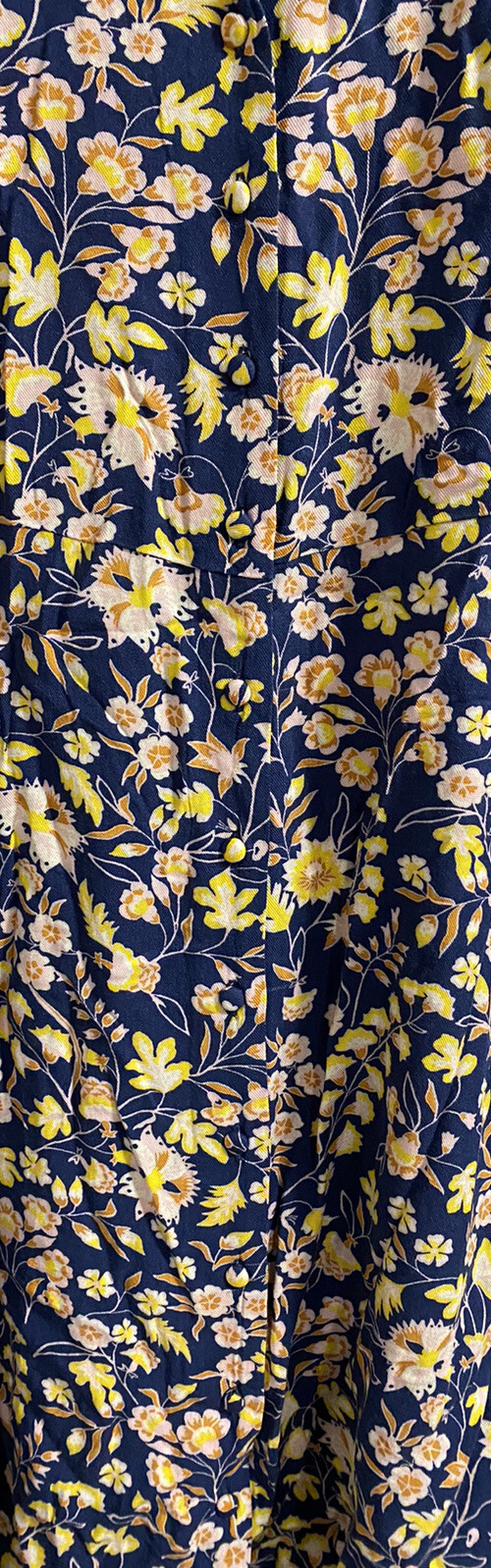 Goodthreads Women’s Tulip Sleeve Button Down Dress Blue With Wildflowers Small