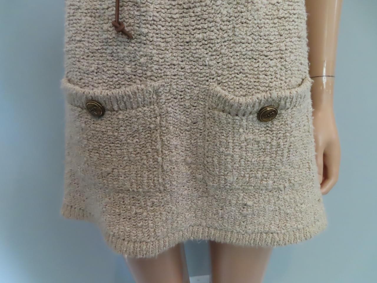 PRADA Beige Silk Boucle Construction Mini Dress Size 36/US 0