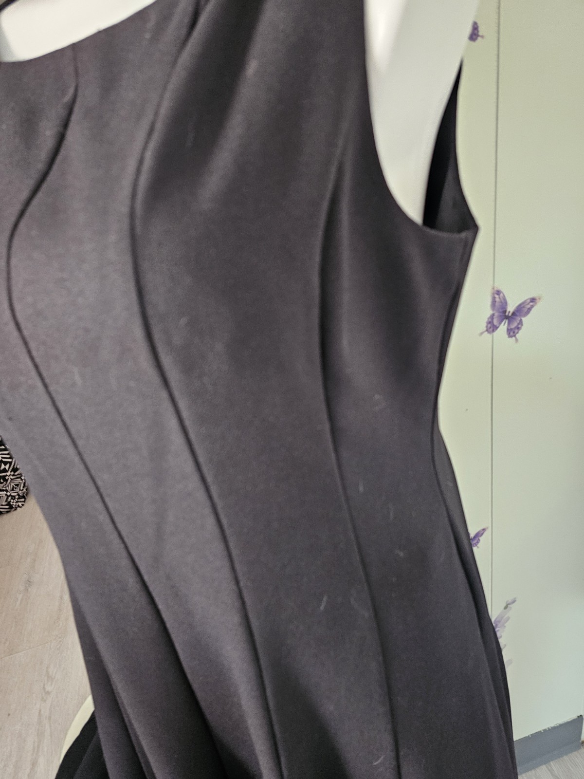 Black Label Evan Picone Dress Size 16 Sleeveless Fit Flare A-Line Seamed LBD EUC