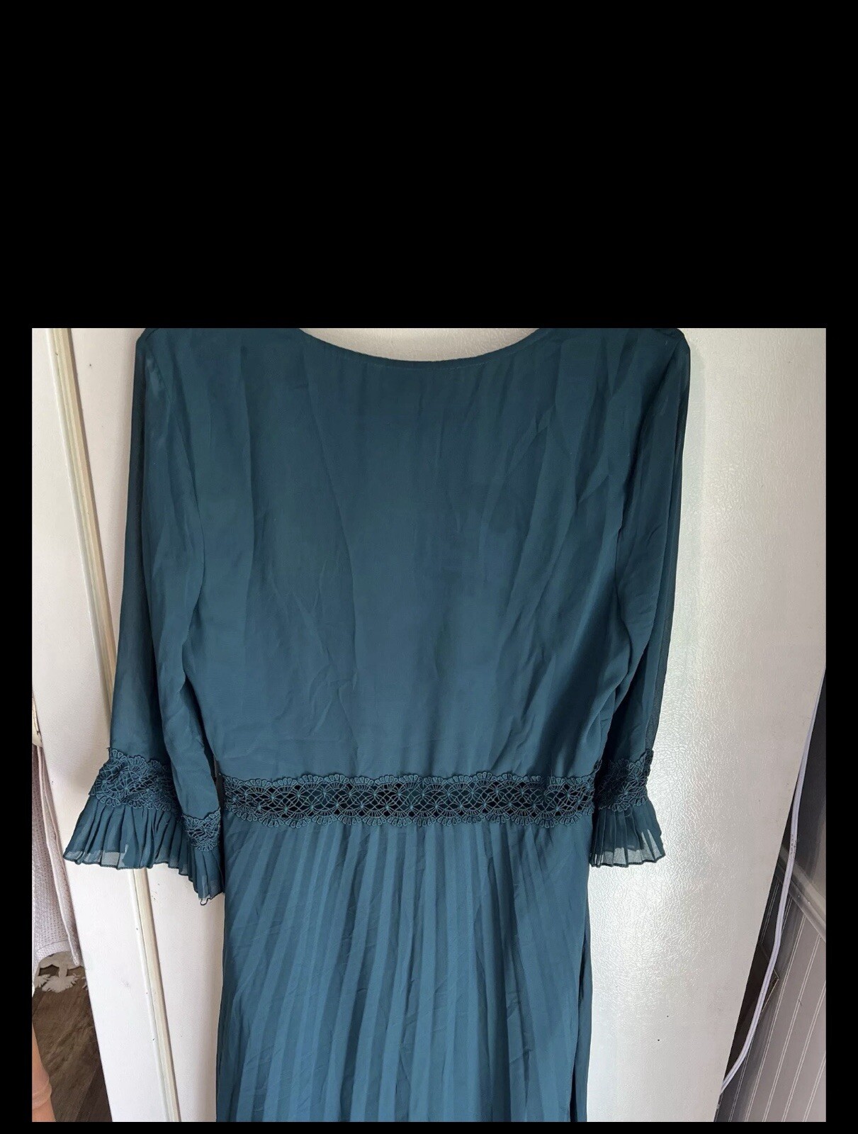 Asos Design Curve Lace Insert Pleated Midi Dress Size 10 Embroidered Floral