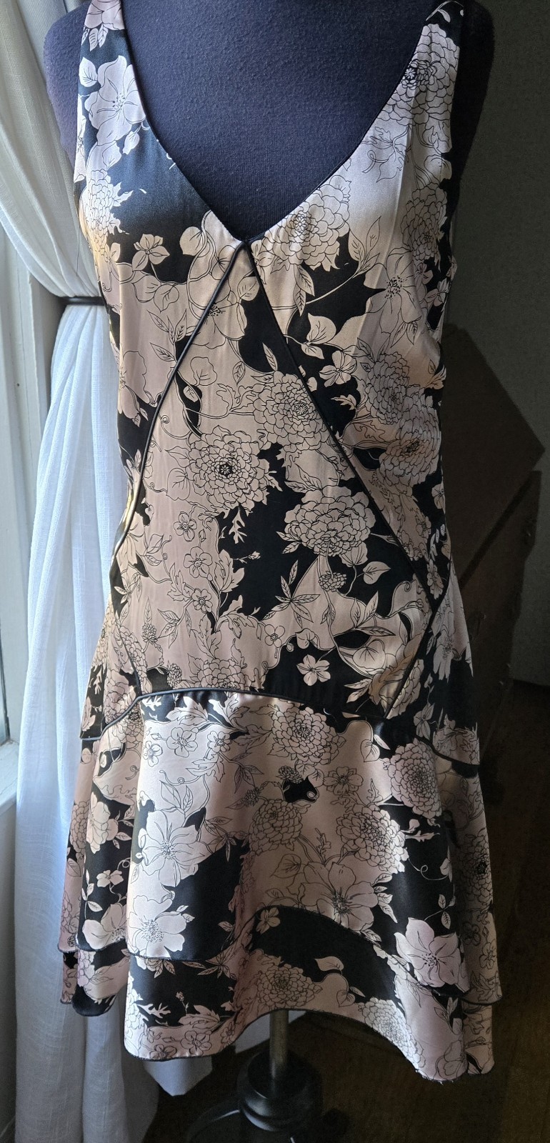 Copper St. Clothing Womens Drop Waist Black And Blush Size 12 Knee Length Dress