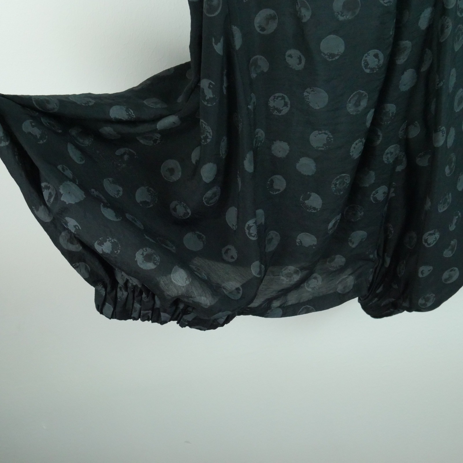 Black Polka Dot Bubble Hem Sleeveless Dress Medium Lagenlook Artsy Lantern Hem