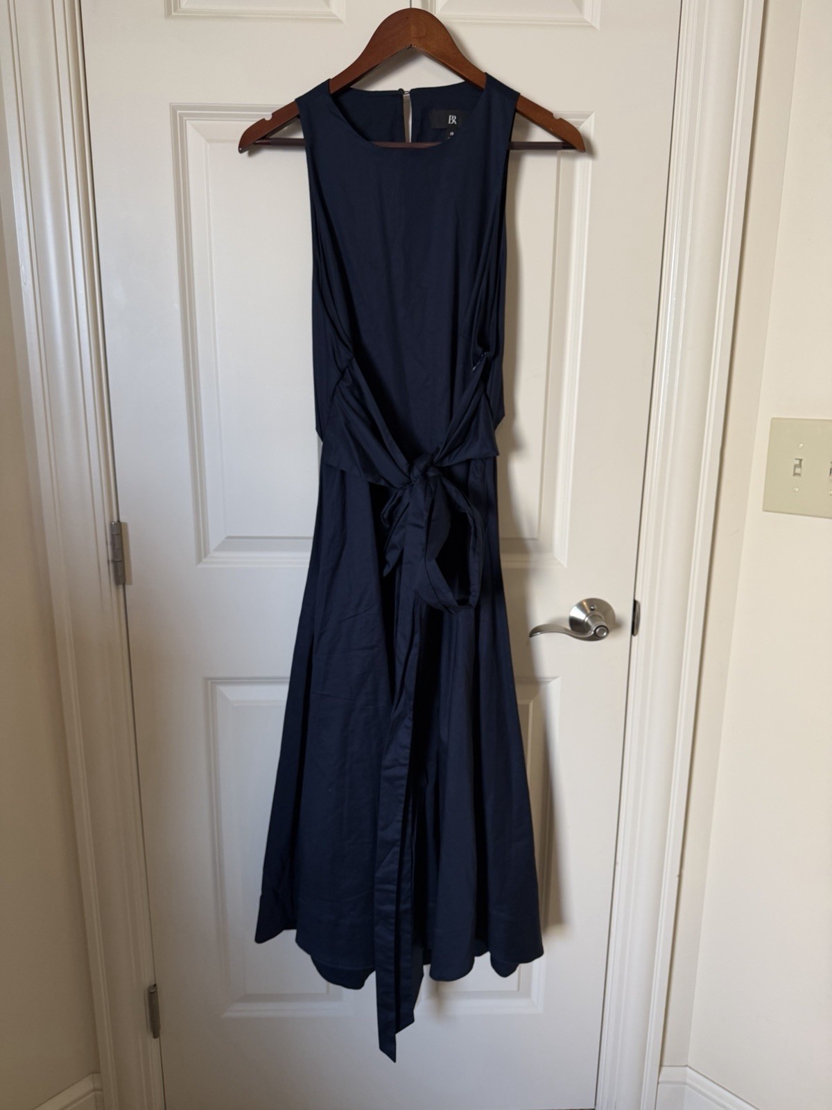 NEW Banana Republic Navy Blue Midi Maxi A-Line Dress Sleeveless Tie Size 18