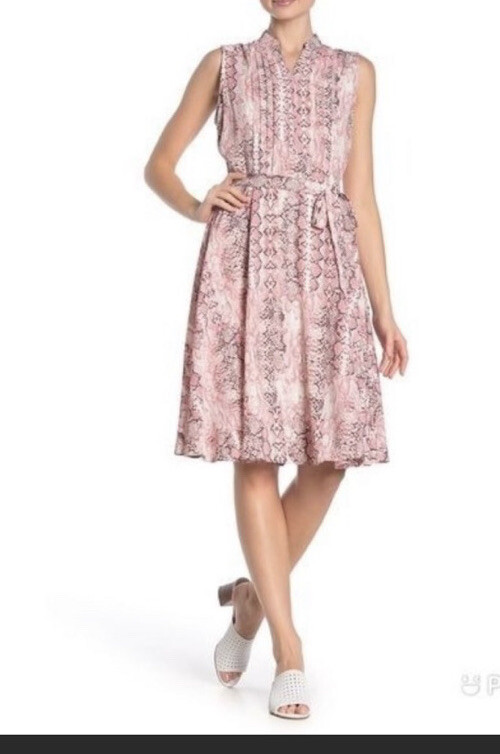 Nanette Lepore Women’s Snakeskin Reptile Print Dress Sleeveless Pink Size 10