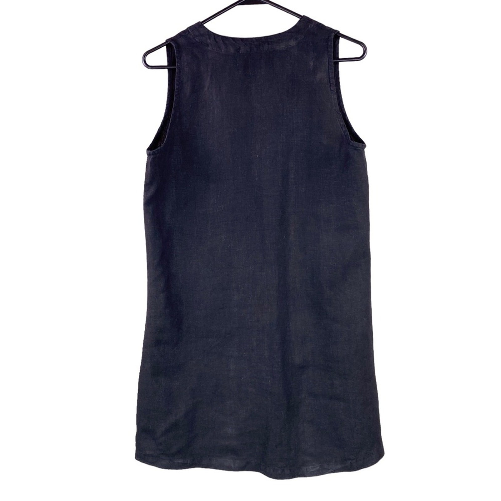 Cut Loose 100% Linen Sleeveless Shift Dress Tunic Size XS Black Lagenlook