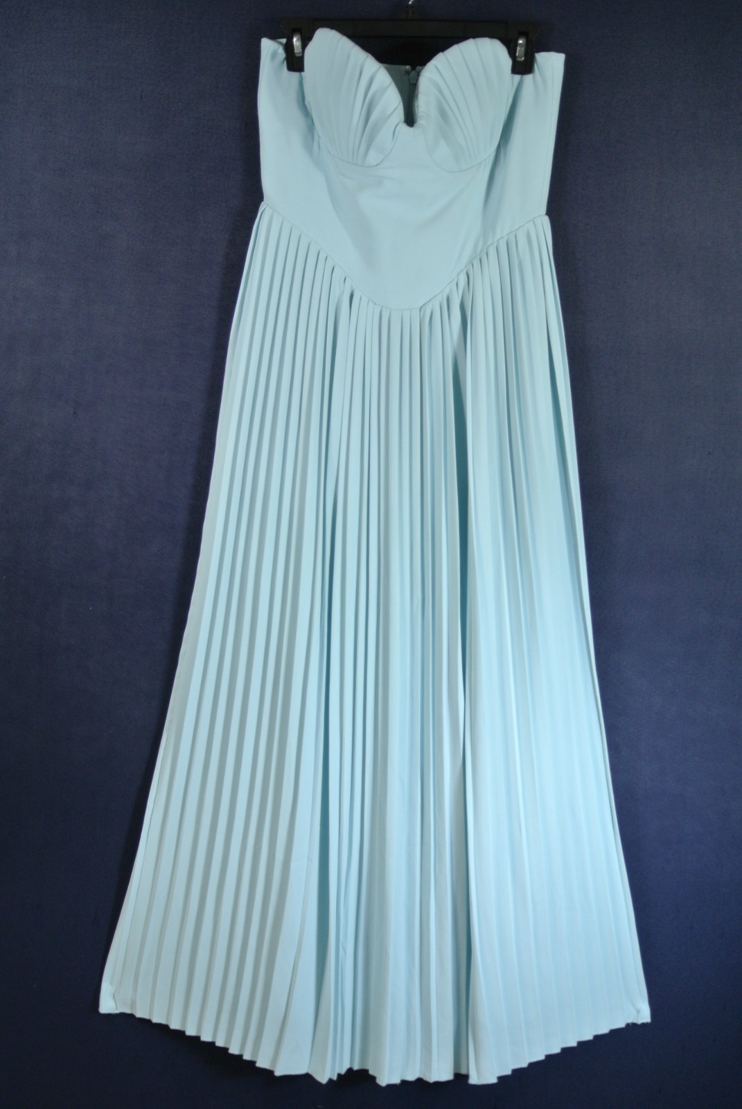 NEW, House Of CB Marcella Strapless Pleated Georgette Gown Sz L #MD2218