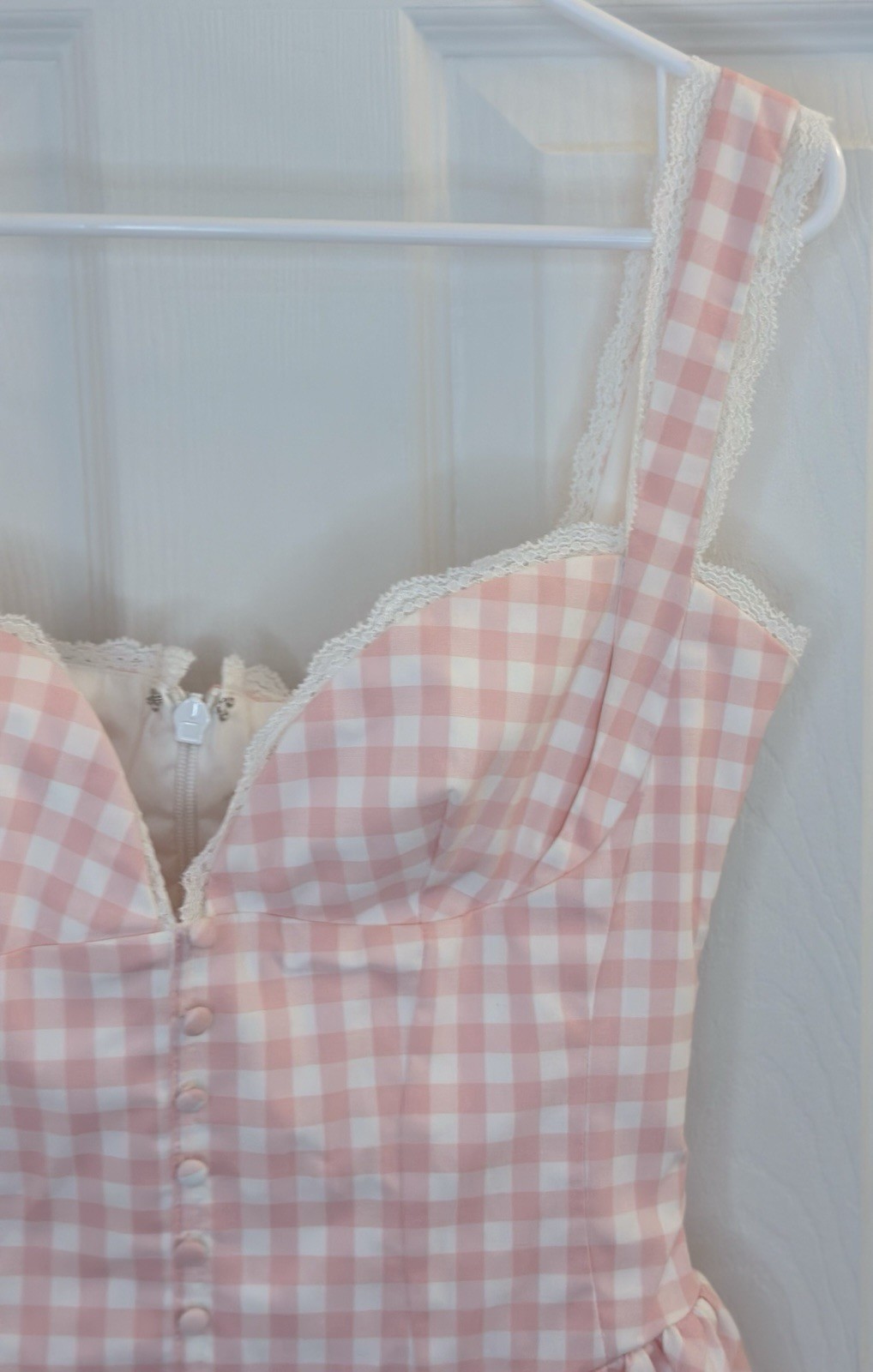 House Of Cb BRIGITTE Strawberry Shortcake Gingham Corset Mini Dress Size Medium