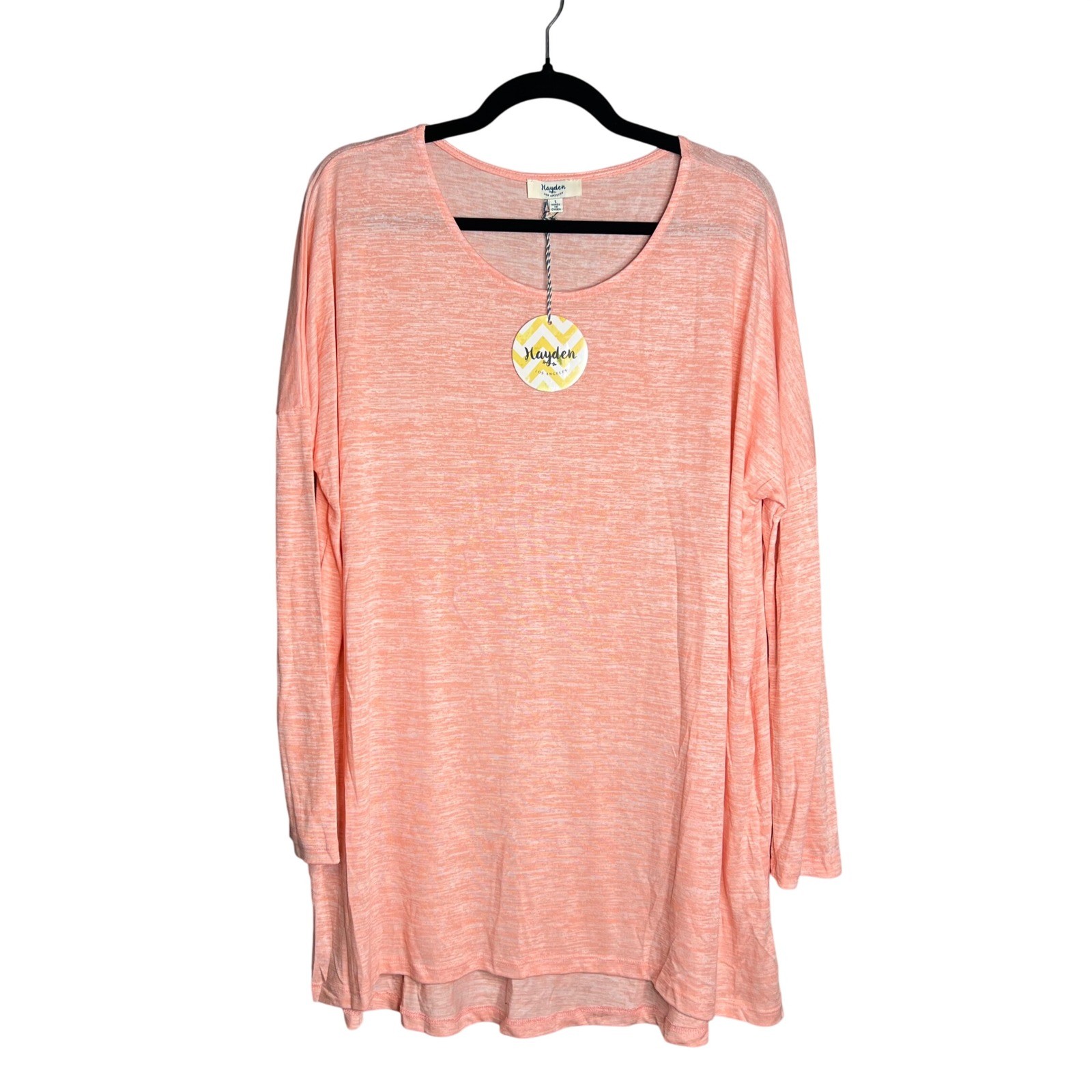 Hayden Los Angeles Tunic Dress Size L Coral Peach Space Dye Long Sleeve NWT