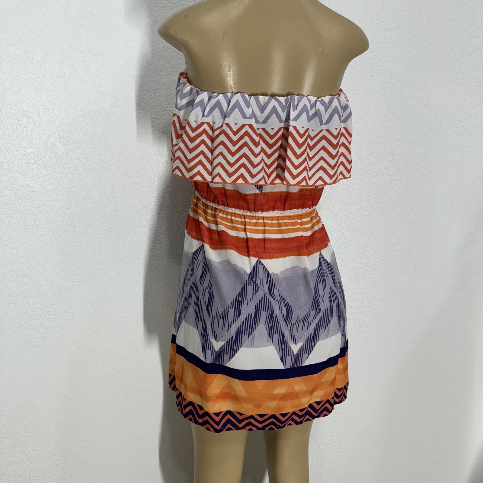 GLAM Polyester Light Weight Off The Shoulder Sun Dress Womens Size S Casual New