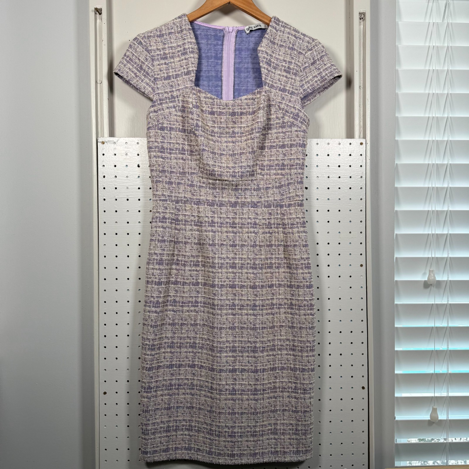 Grace Karin Pencil Dress Womens Purple Tweed Cap Sleeve Bodycon Midi – Small