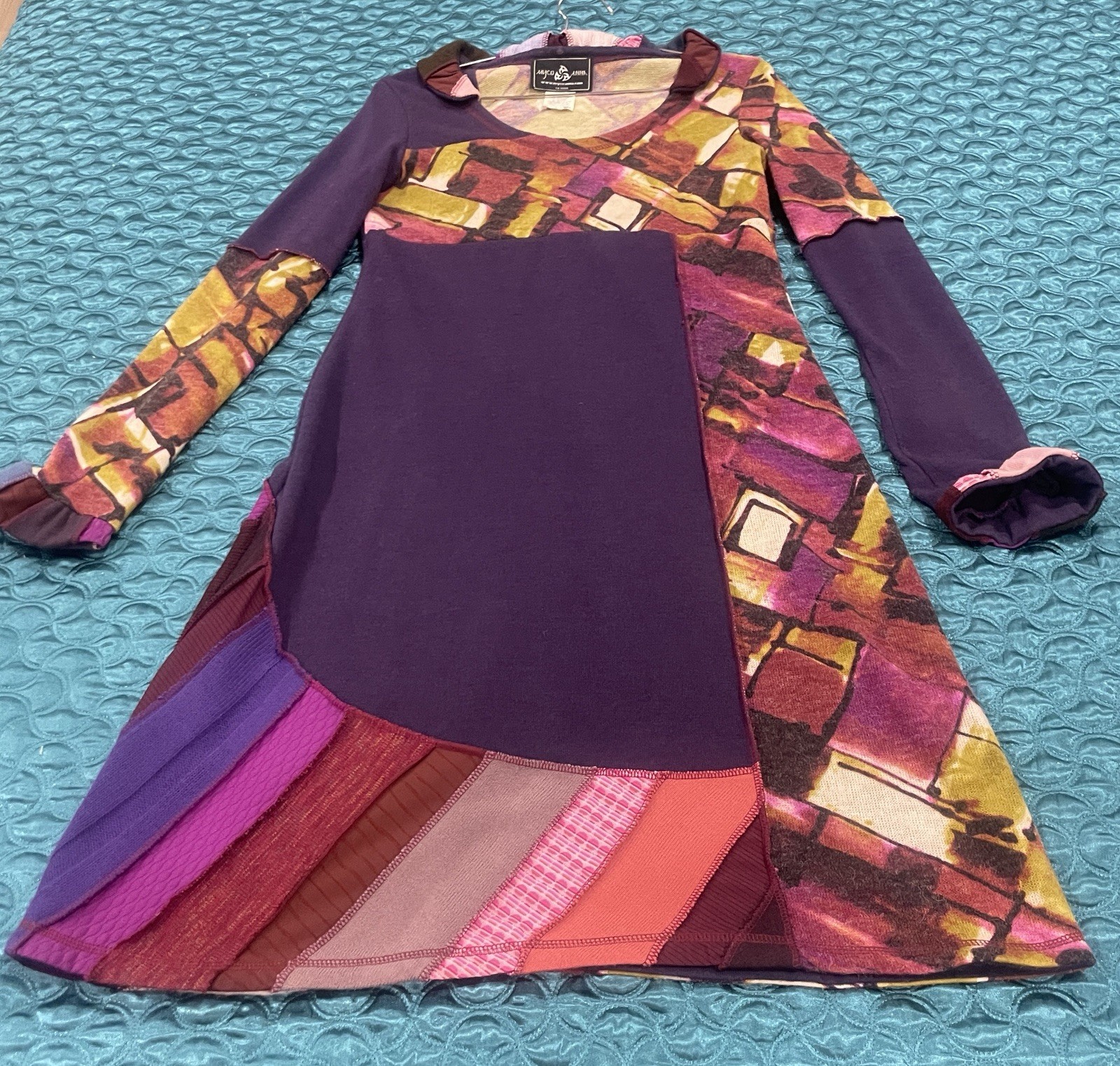 Eco-Friendly Handmade Dress from Recycled Materials, Size 10-12, Good Condition