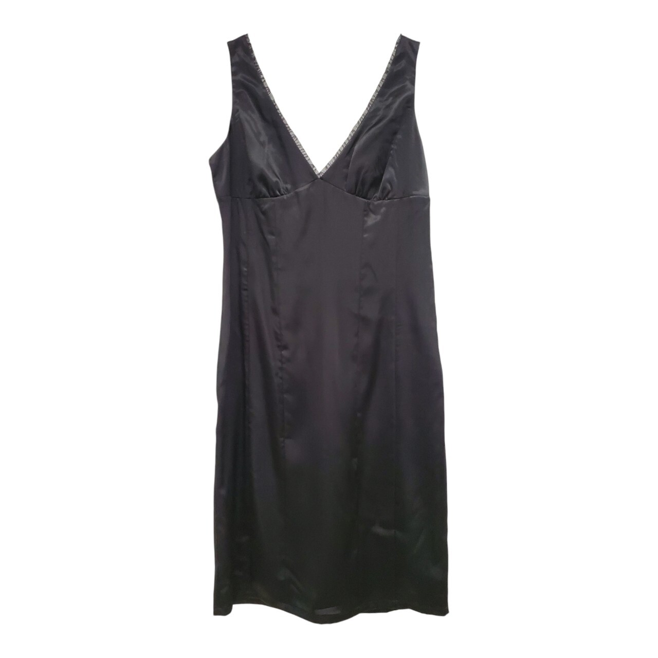 Sz 42 US 12 New Chic Star Little Black Dress Double V-Neck Simple Classic
