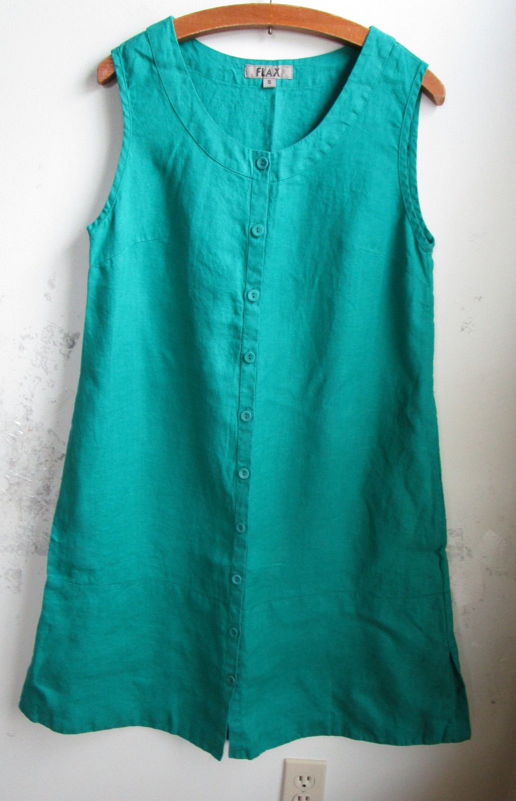 FLAX Designs LINEN DRESS S & L NWT Marigold Layer GREEN