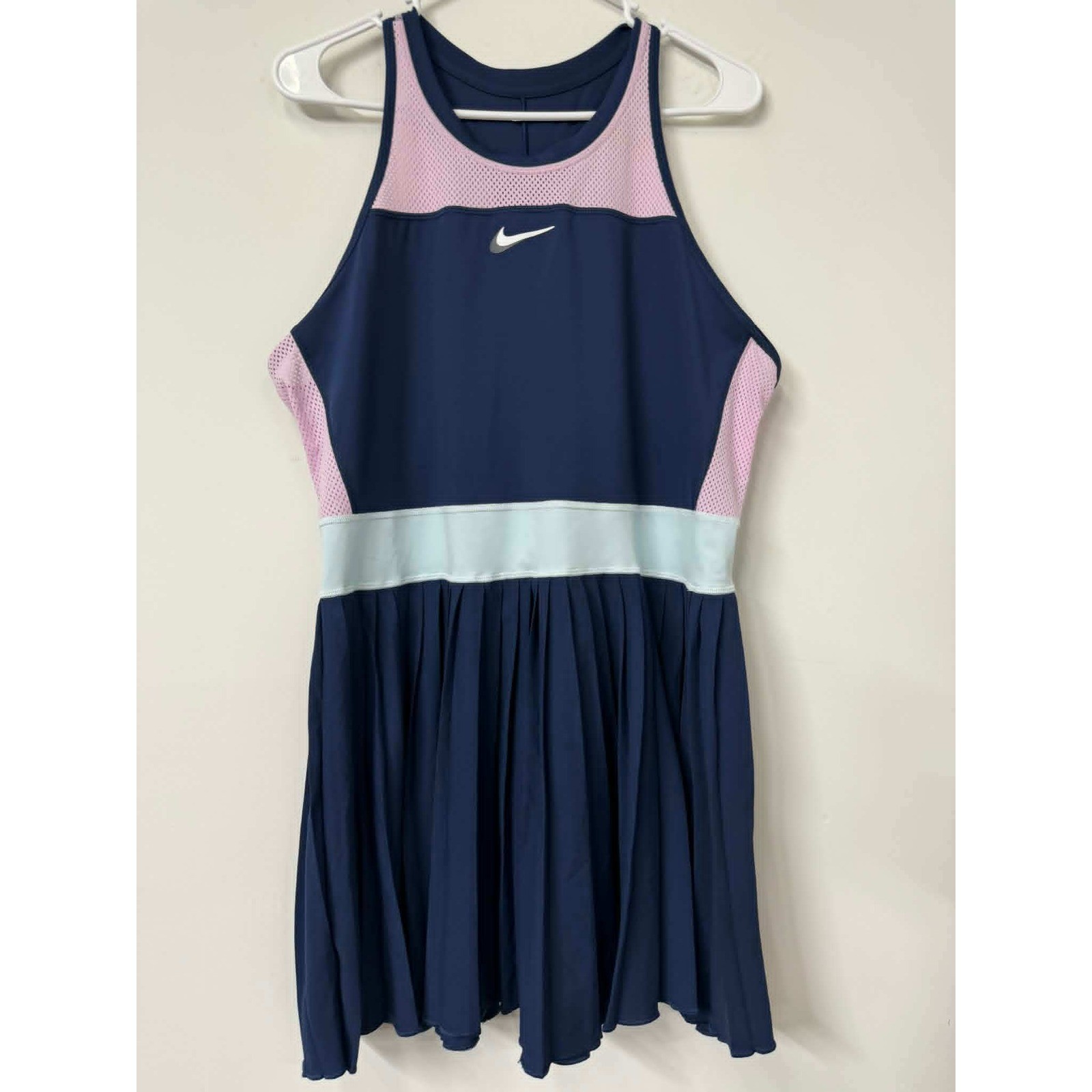 Nike Court Dri-FIT Womens XL Tennis Dress Navy Pink Pleated Racerback DD8730-410
