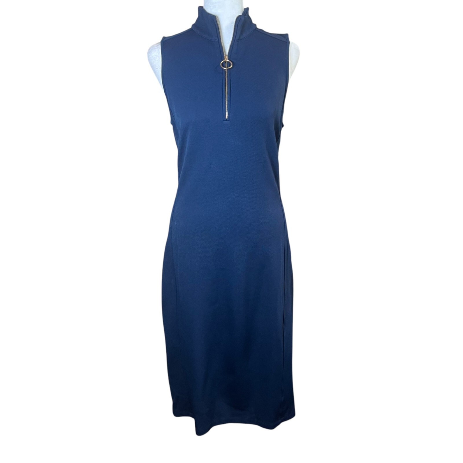 Ralph Lauren LRL Blue Sleeveless Midi Dress Preppy Nautical Shift Tennis Size S