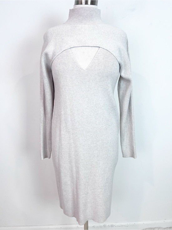 BANANA REPUBLIC TAUPE RIBBED 2 PC CONVERTIBLE SWEATER DRESS SET DRESS SZ MEDIUM