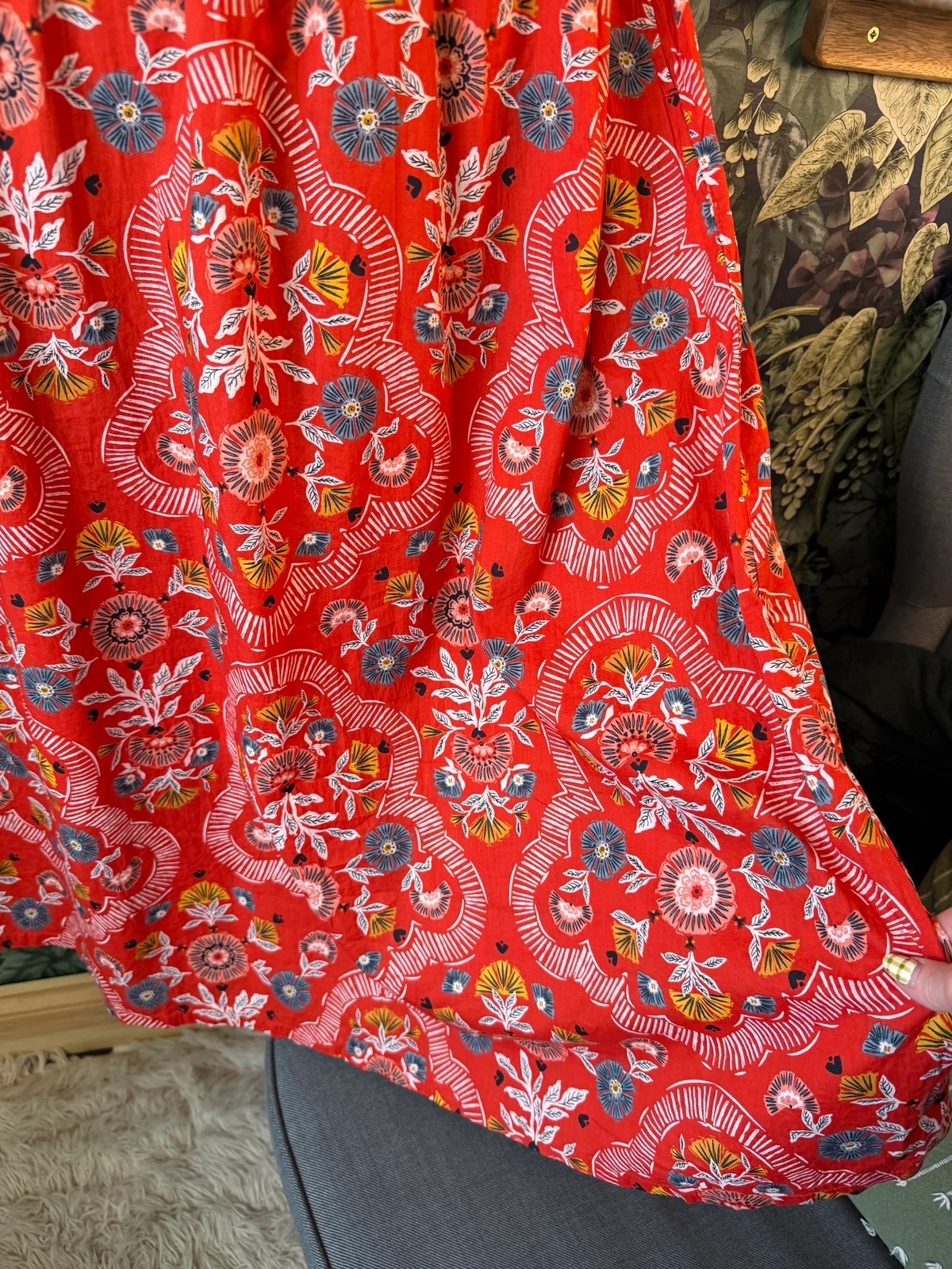 Seasalt Cornwall Sleeveless Meadowsweet Dress Size 18 Midi Cotton Tomato Red