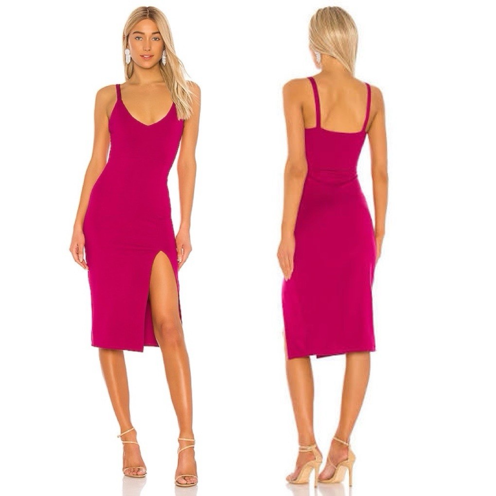 Lovers + Friends Lucie Dress Small Magenta Pink Cocktail Party Thigh Slit NWT