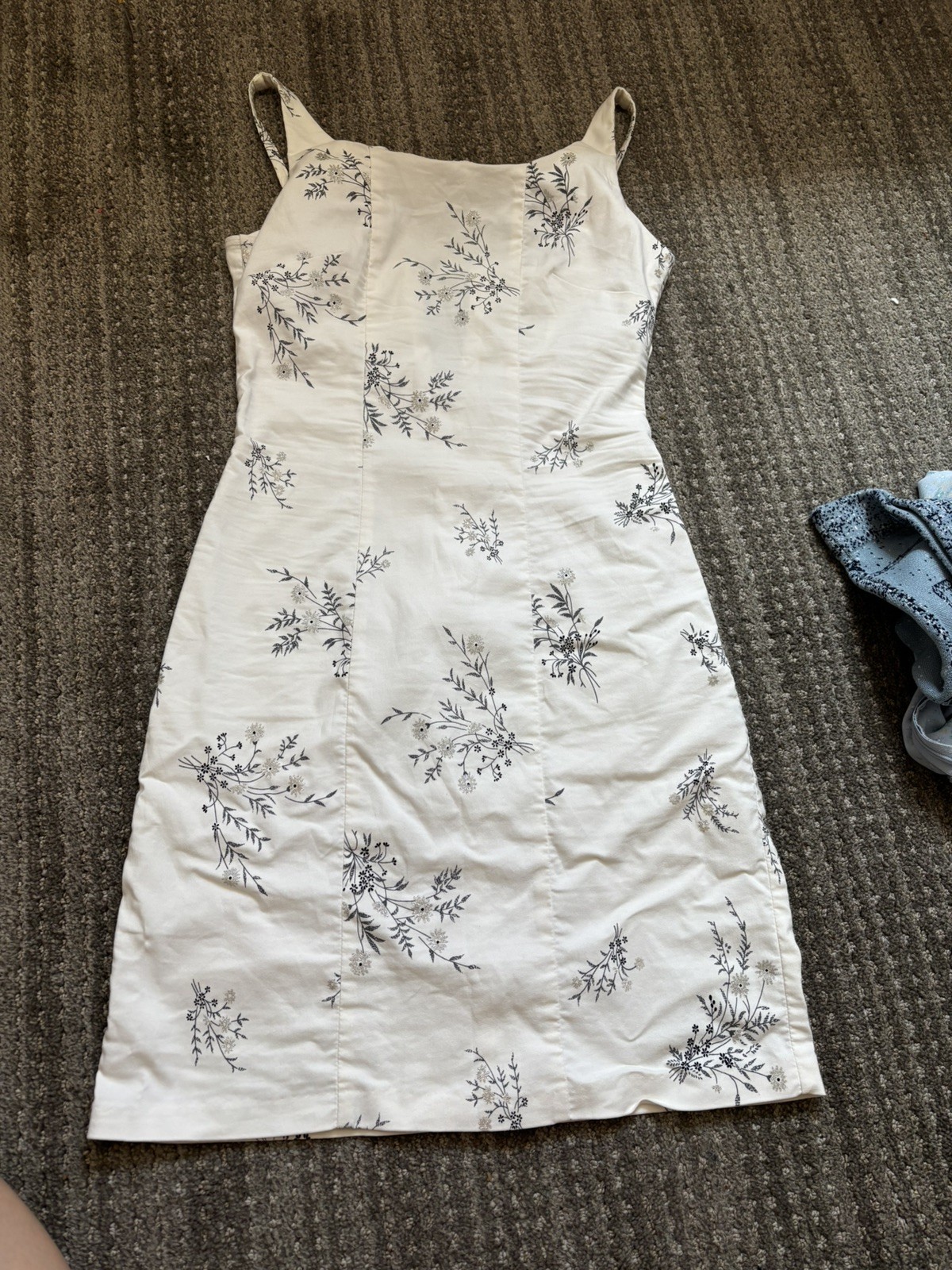 Forever 21 Floral Sleeveless Dress White Gray Botanical Print Casual Sundress S