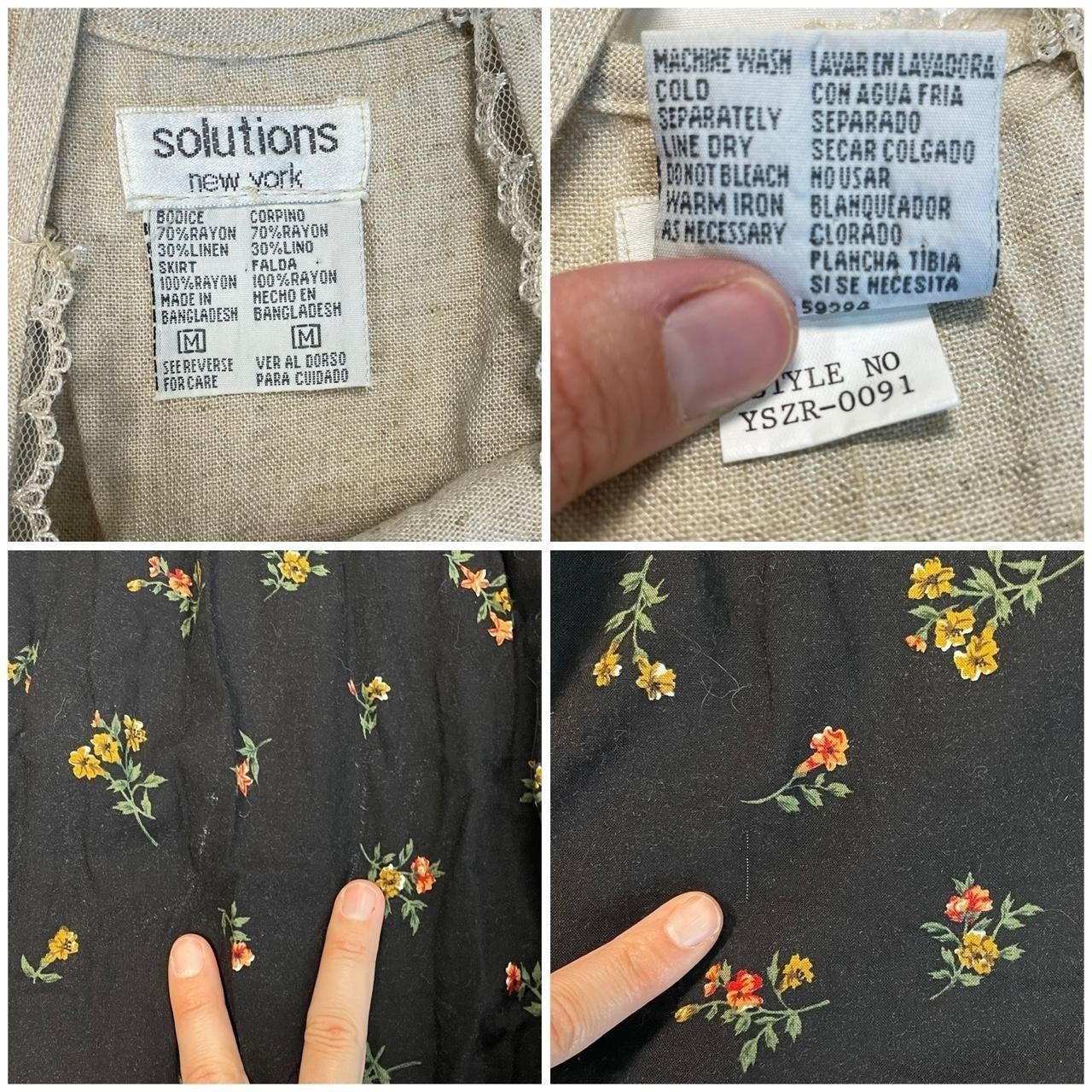 Vintage 90s Cream Black Floral Boho Sleeveless Maxi Dress Cottagecore Size M