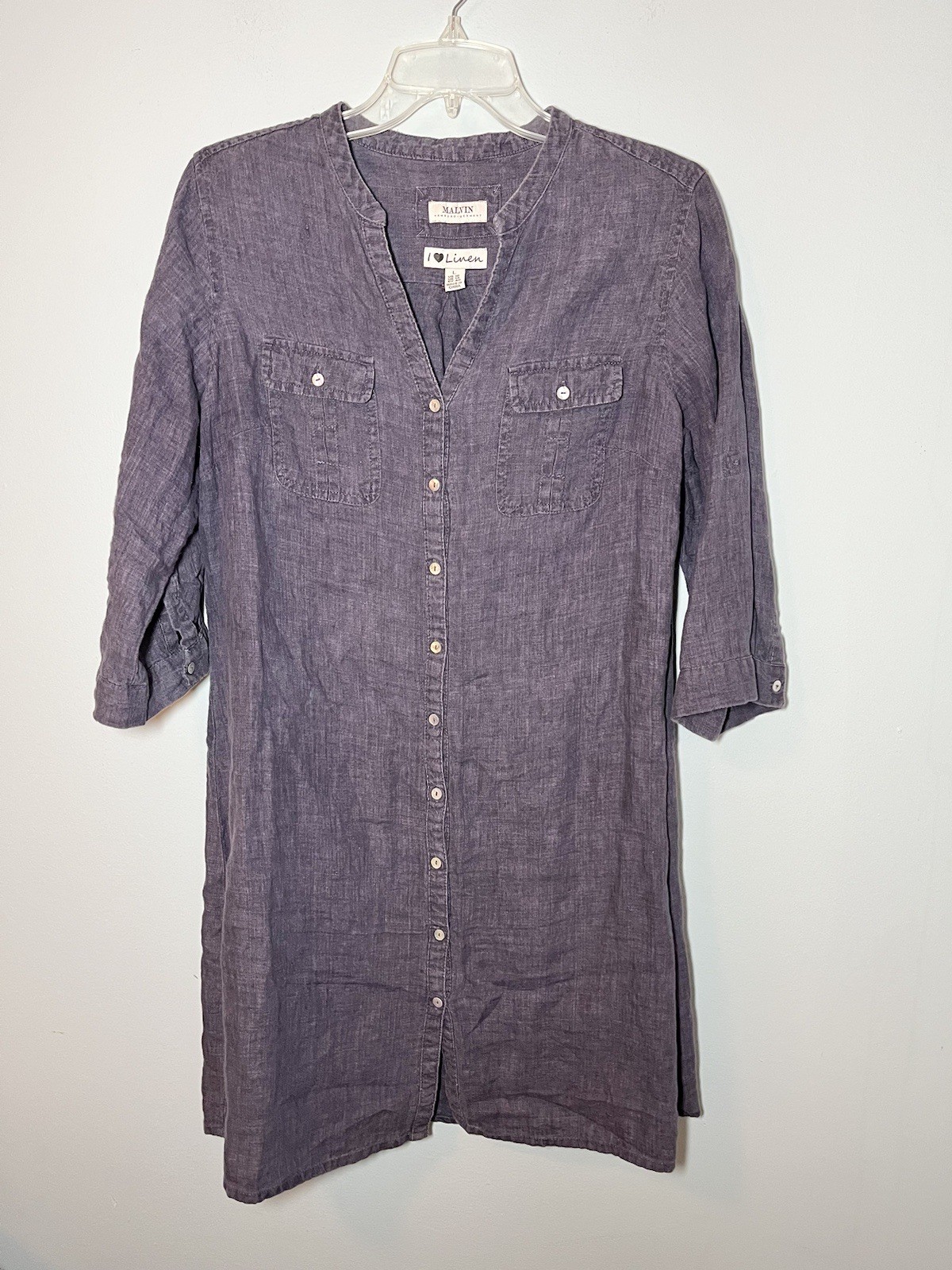 Malvin Hamburg Germany I Love Linen Travel Resort PeriBlue Lagenlook Dress Sz L