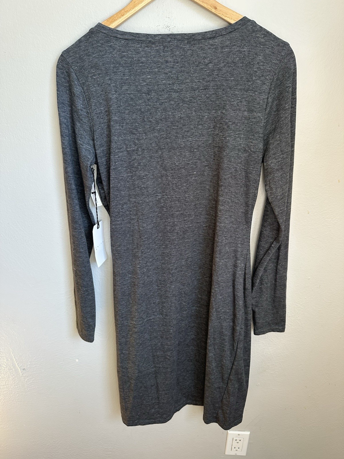 Leith Ruched Long Sleeve Knit Dress Charcoal Heather Size Large NWT Nordstrom