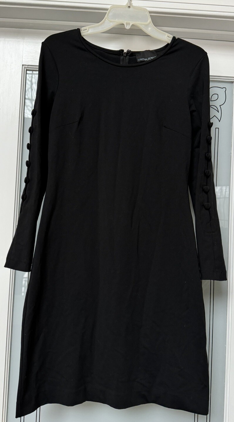 Cynthia Rowley Little Black Nylon/ Spandex Blend Long-sleeve Knit Dress, Sz S