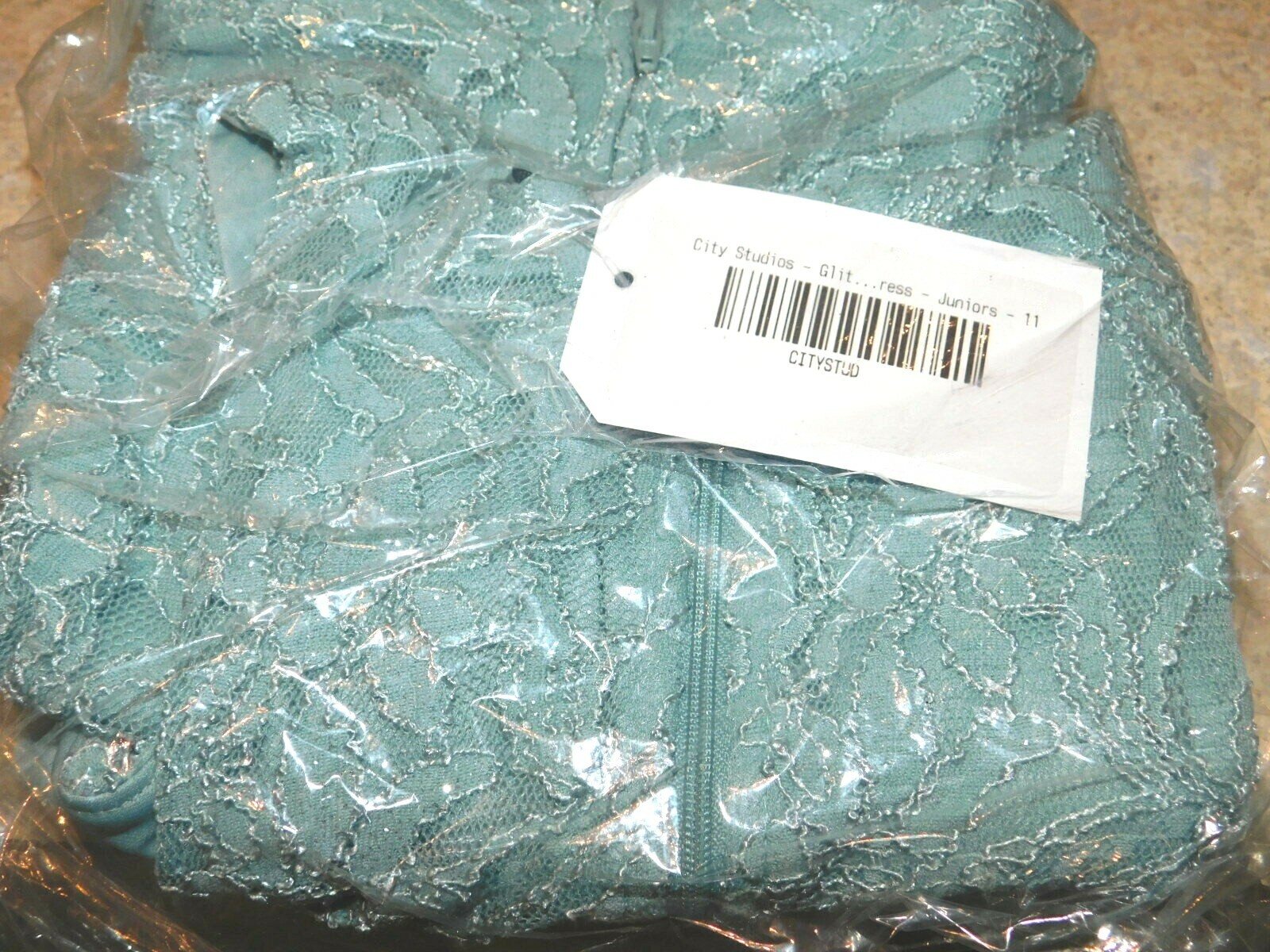 City Studios Glitter Lace Bodycon Aqua Formal Party Dress Juniors 11 New $59