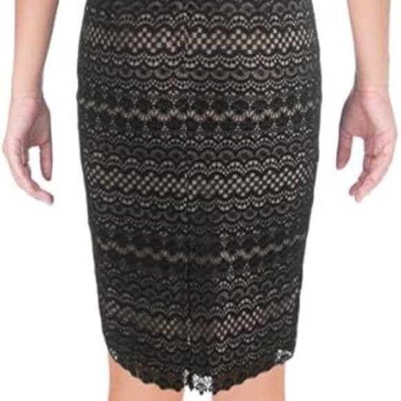 LAUREN Ralph Lauren Tribal Geometric Lace Sleeveless Sheath Cocktail Dress, 0