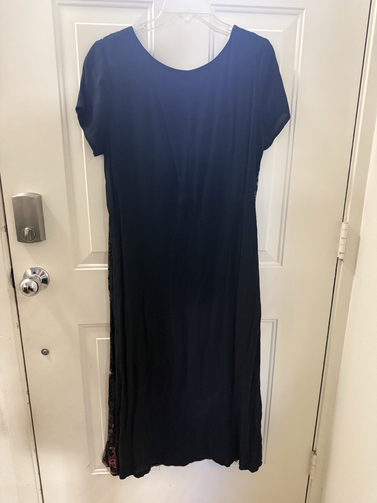 Vintage Collections by Inafinn Black Floral Shift Midi Dress Pockets Size M
