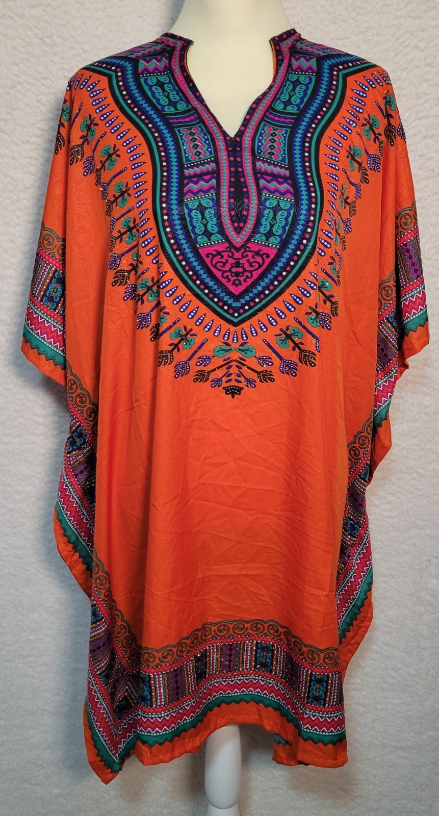 Sante Classics Kaftan Dress One Size NEW NWT Boho Orange Long Caftan 1640