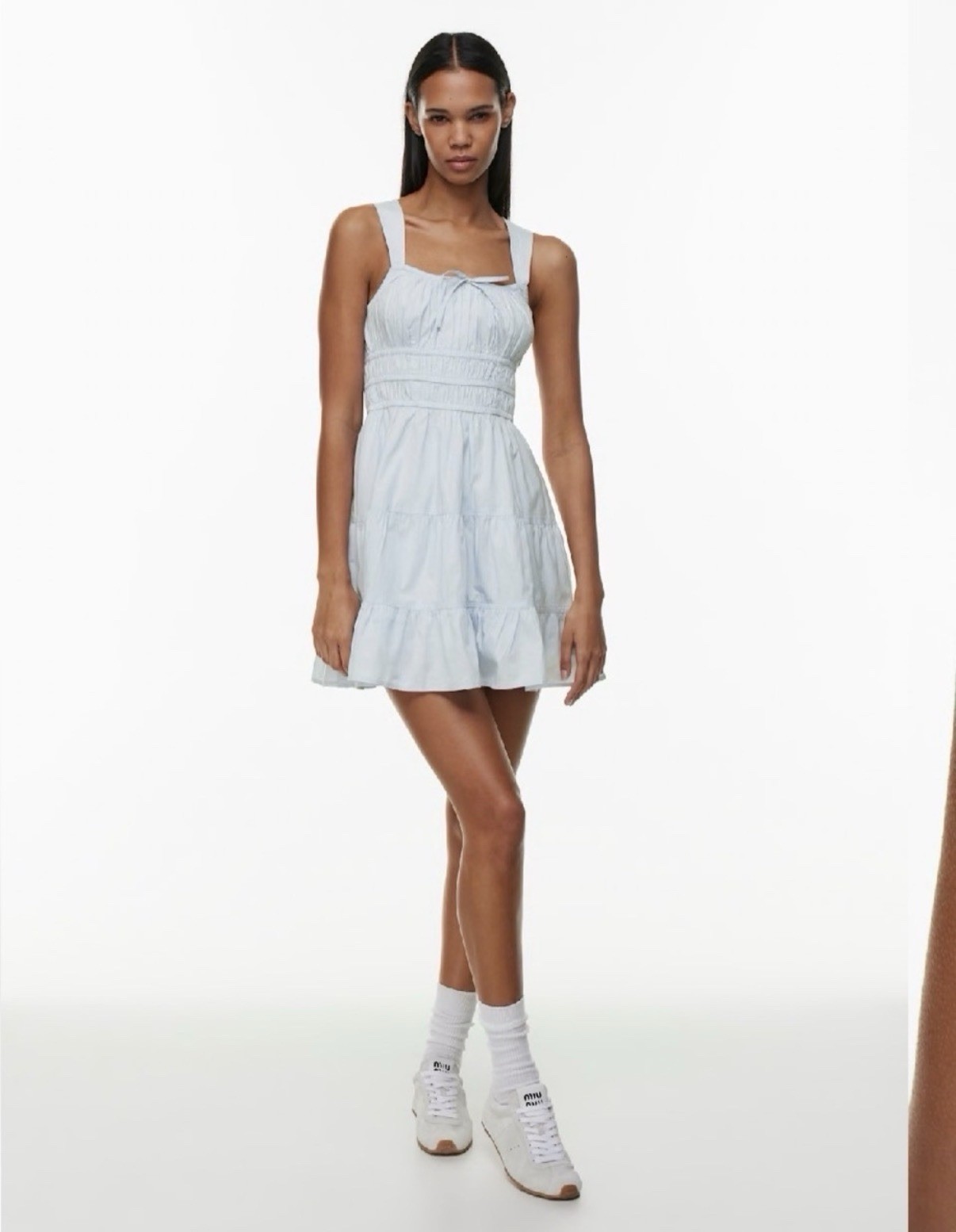 Aritzia Sunday Best Martine Poplin Mini Dress XS Blue Feminine Dainty Sundress