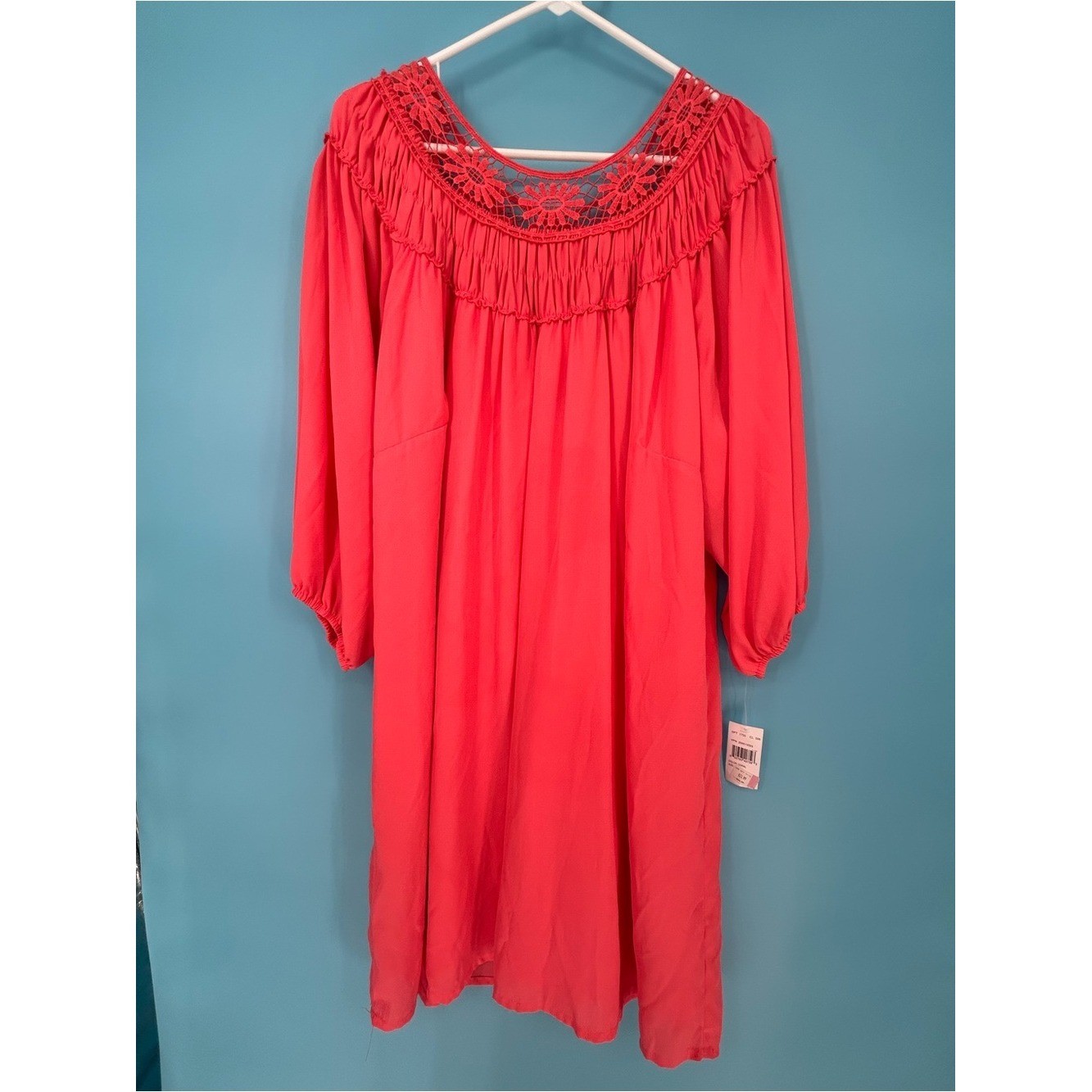 Justify Coral Dress with Crochet Yoke