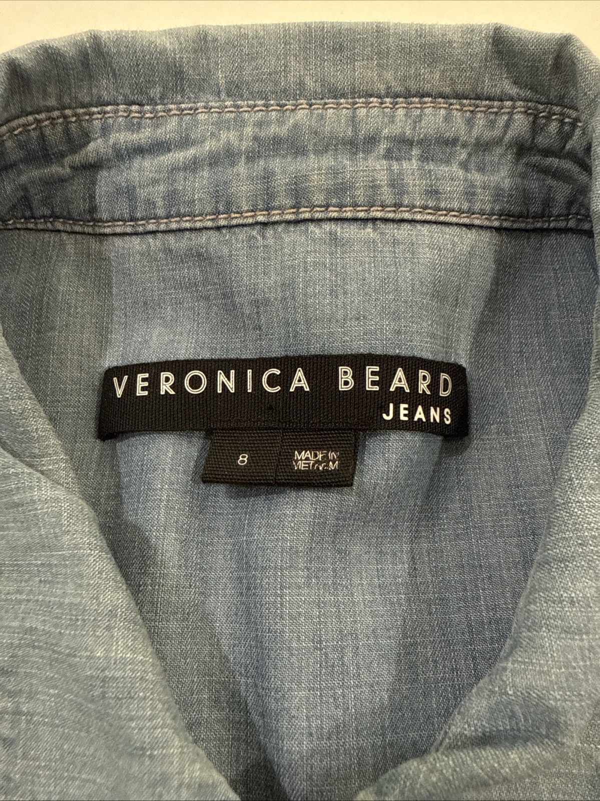Veronica Beard Harrow Shirt Dress Tiered Pearl Snap Button Chambray Sz 8