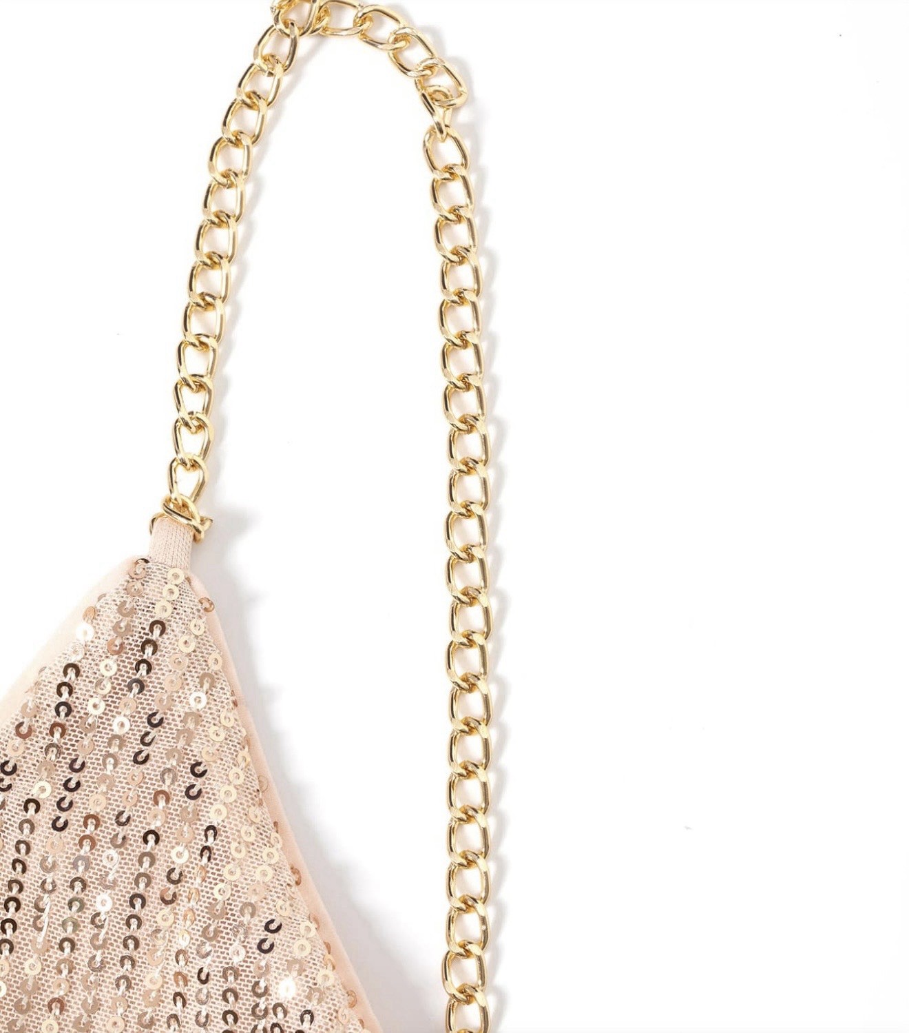 LOVE&LEMONADE Champagne Sequin Chain Strap Backless Mini Dress S