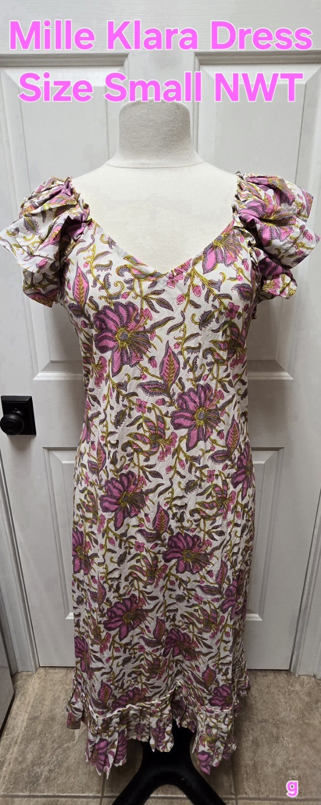 Mille Resort Travel Klara Floral Dress, Size Small, Pink Lily