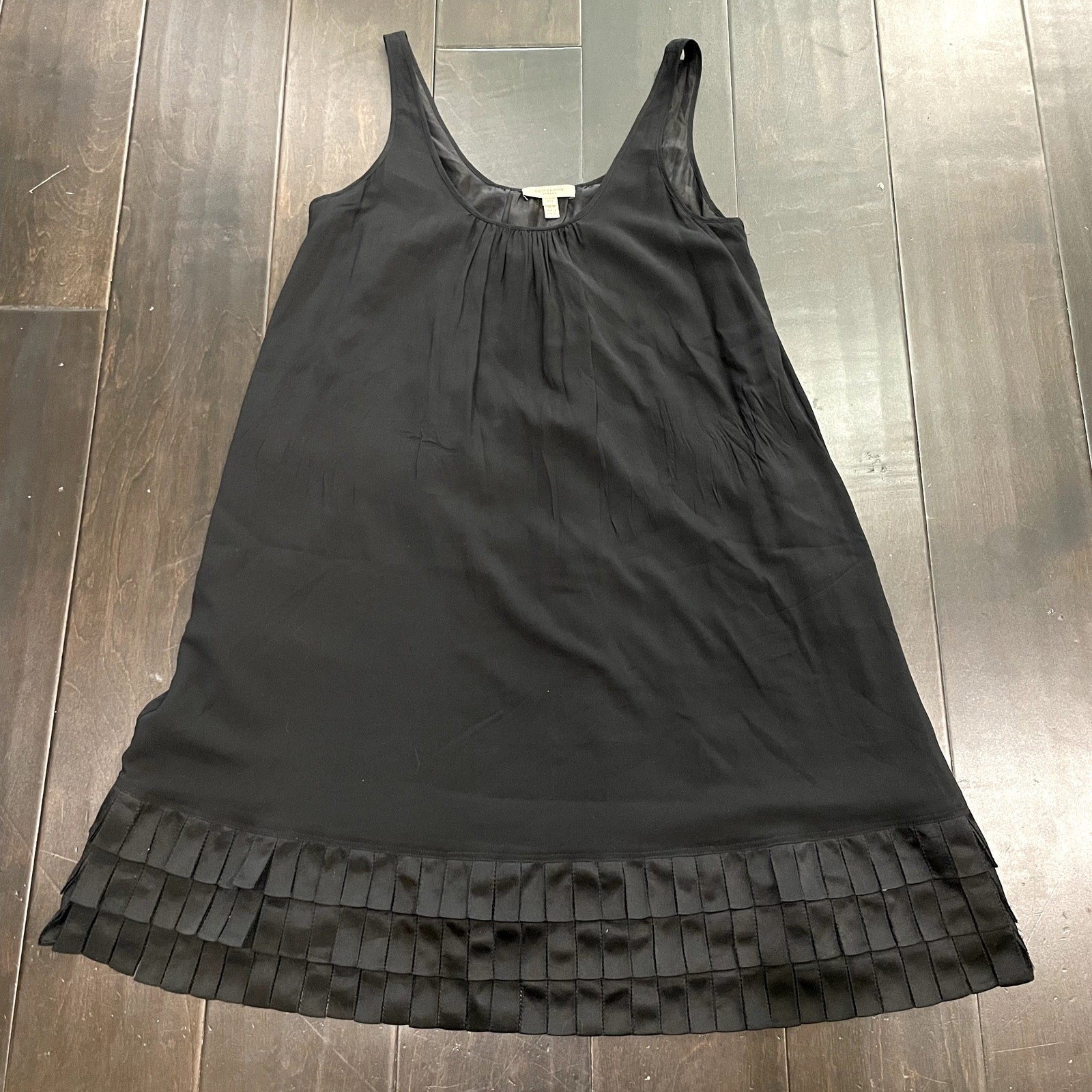 Burberry Sleeveless A Line Tank Dress Silk Ruffle Women’s Size US 8