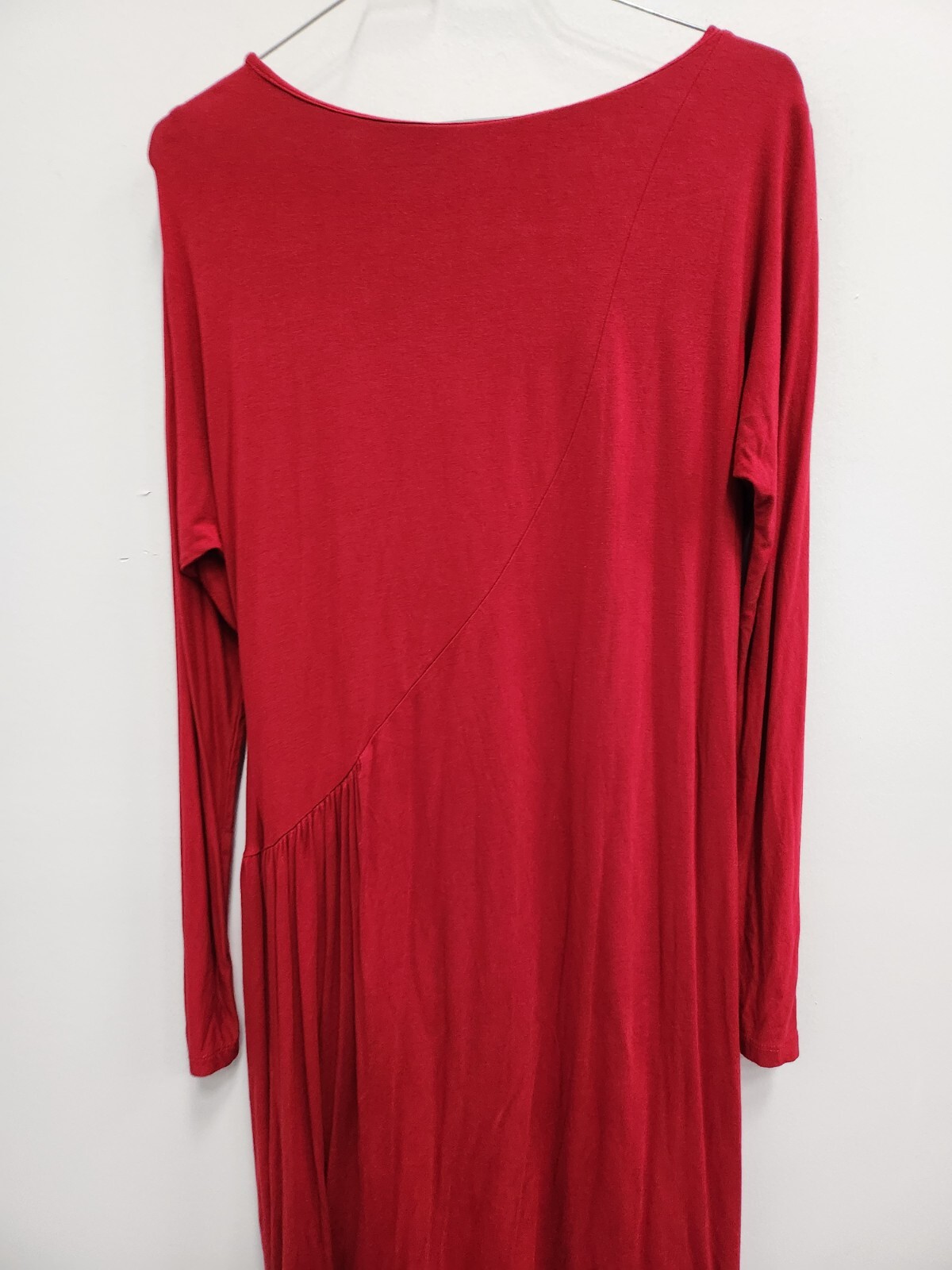 Picadilly Midi Dress Medium Red Ruched Long Sleeve Jersey Carrier Holiday Office