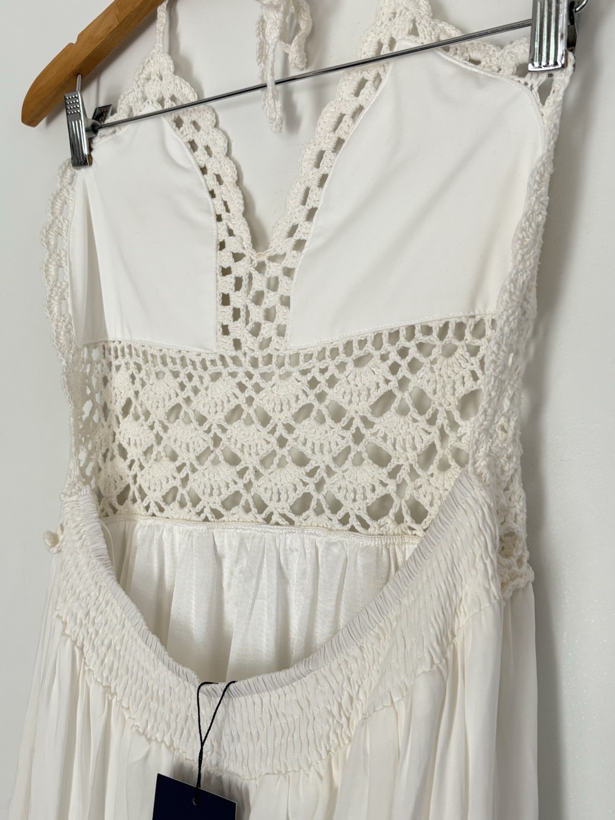 LILBETTER Women’s Beach Crochet Backless Bohemian Halter Maxi Dress XL NEW a63