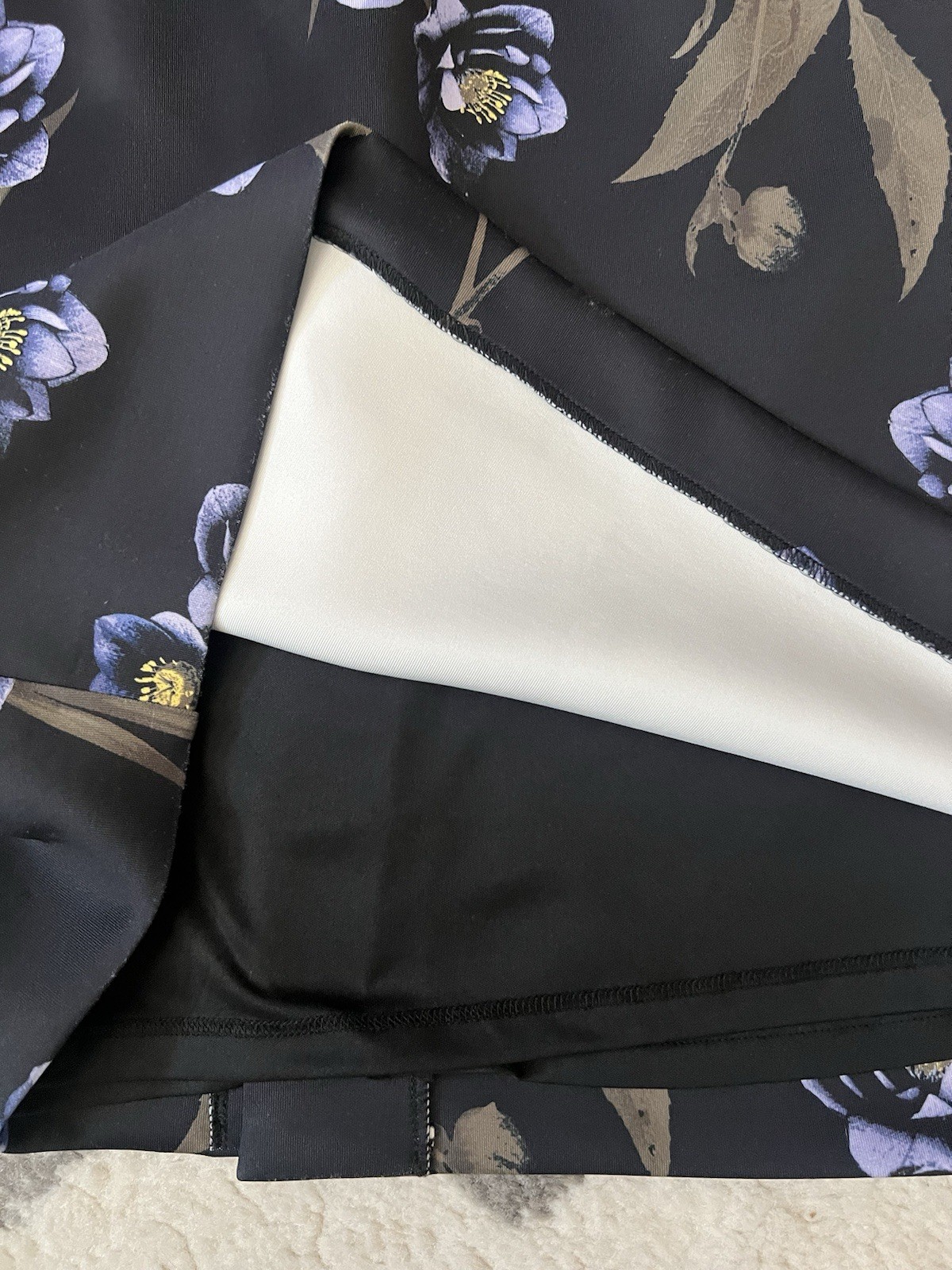 ALEX MARIE Black Floral Neoprene Scuba Puff Sleeve Stretch Sheath Dress Sz 10